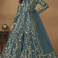 Anaita Dark Grey Embroidered Butterfly Net Anarkali Suit