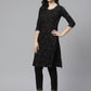 ADA Women Black & Pink Chikankari Embroidered Sustainable Handloom Kurta with Trousers | Swadesiicart