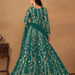 Anaita Teal Embroidered Butterfly Net Anarkali Suit