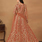 Anaita Orange Embroidered Butterfly Net Anarkali Suit