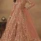 Anaita Orange Embroidered Butterfly Net Anarkali Suit