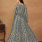 Anaita Grey Embroidered Butterfly Net Anarkali Suit