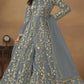 Anaita Grey Embroidered Butterfly Net Anarkali Suit