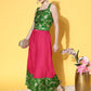 InWeave Women's Green Brocade Strappy Top W Fuchsia Green Brocade Palazzo Set - Swadesiicart