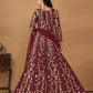 Anaita Wine Embroidered Butterfly Net Anarkali Suit