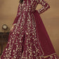 Anaita Wine Embroidered Butterfly Net Anarkali Suit