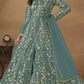 Anaita Sky Blue Embroidered Butterfly Net Anarkali Suit