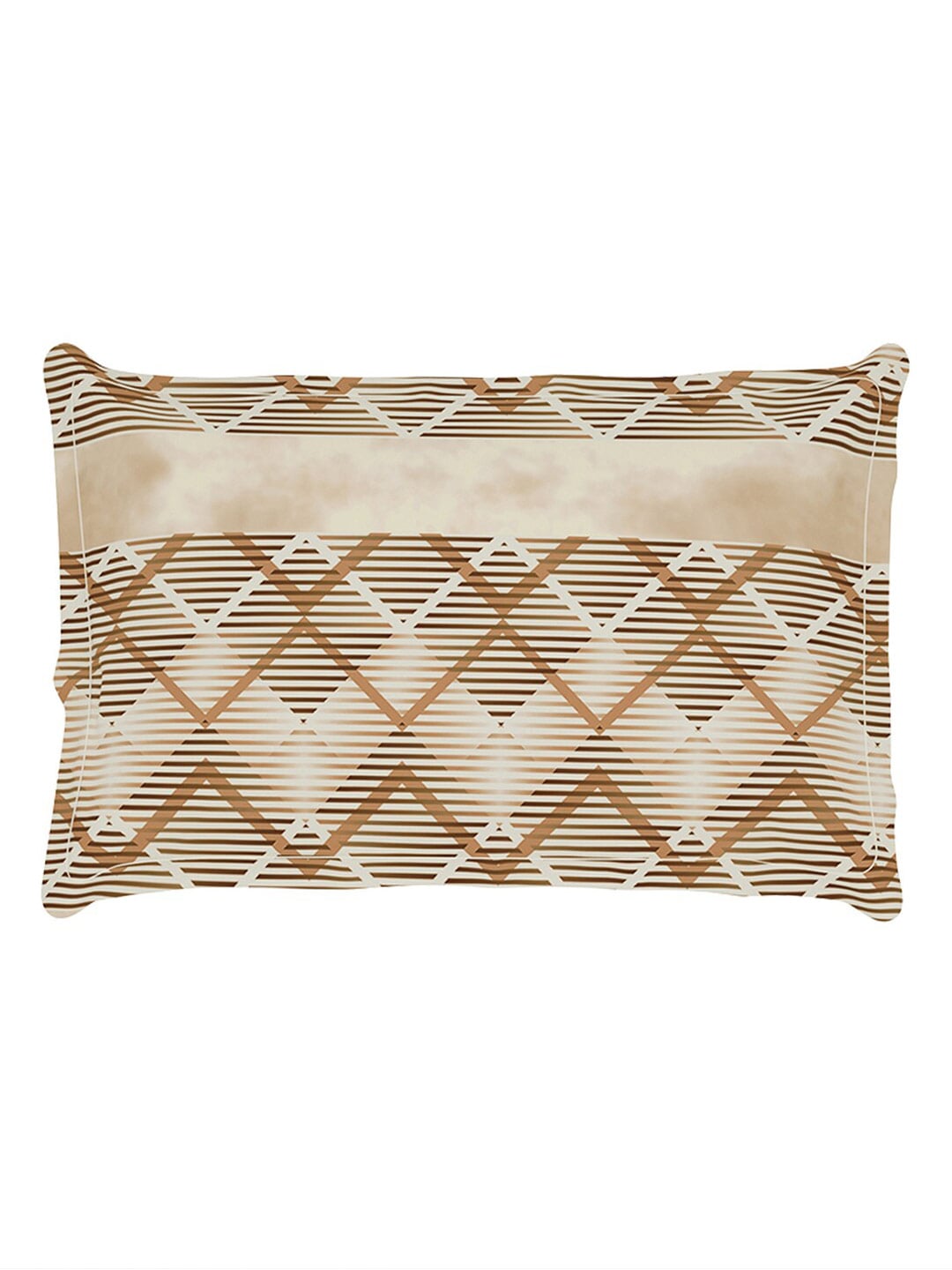 Story@home Brown & White Striped Microfiber 180 TC Bedsheet With Pillow Cover - Swadesiicart