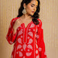 HOUSE OF KARI Ethnic Motifs Chikankari Silk Kurta | Swadesiicart