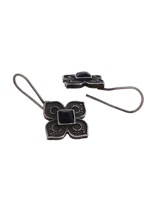 Shoshaa Silver Plated Floral Drop Earrings - Swadesiicart