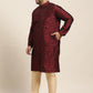 Sojanya Plus Men Plus Size Red & Black Woven Design Straight Kurta | Swadesiicart