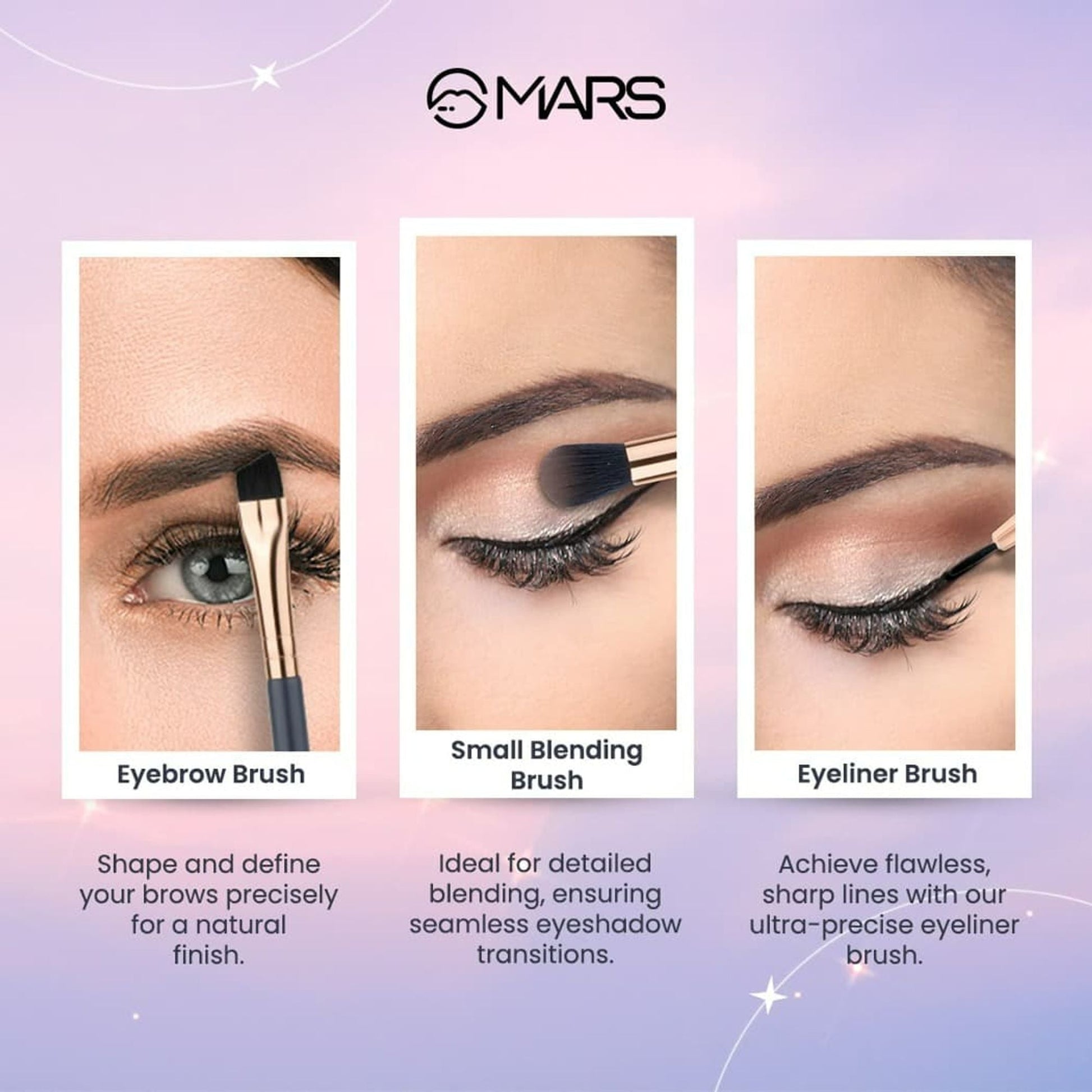 MARS Cosmetics Eye Enchanted Brush - Set of 3 - Swadesiicart