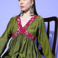InWeave Women's Olive Wine Brocade Mughal Shaan Kurta Palazzo Set - Swadesiicart