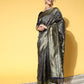 Saree Mall Navy Blue & Gold-Toned Ethnic Motifs Zari Silk Blend Banarasi Sarees | Swadesiicart