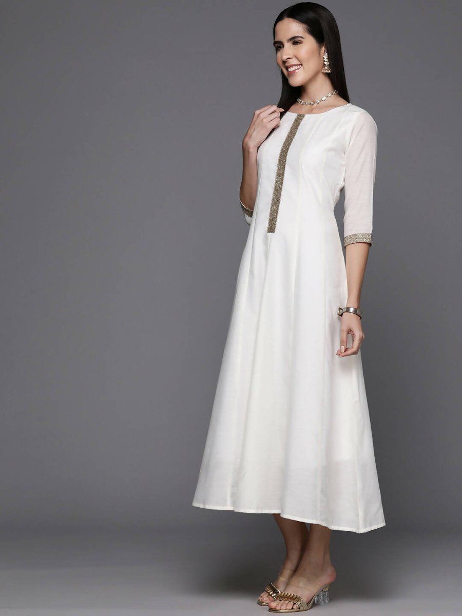 Ahalyaa Women's Traditional wear Ethnic Dress - Off White | Swadesiicart