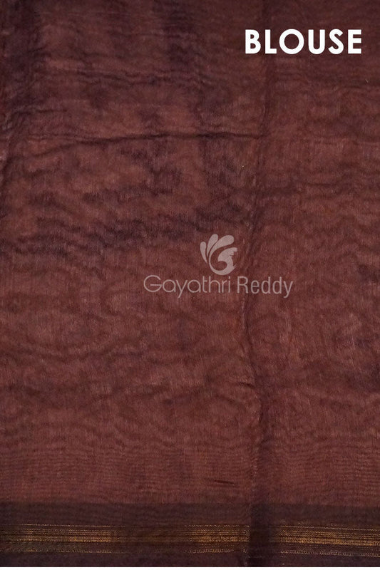 Dark Brown Ikat Design Semi Chanderi Saree By Gayathri Reddy Designer Studio | Swadesiicart