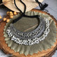 Tehzeeb Creations Women's Silver Colour Oxidised Necklace With White Pearl - Swadesiicart