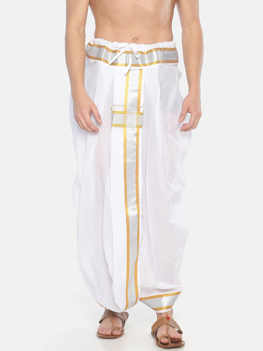Sethukrishna Men White Solid Pocket Dhoti Pant | Swadesiicart