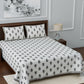 LIVING ROOTS White & Grey Ethnic Motifs 210 TC King Bedsheet with 2 Pillow Covers - Swadesiicart