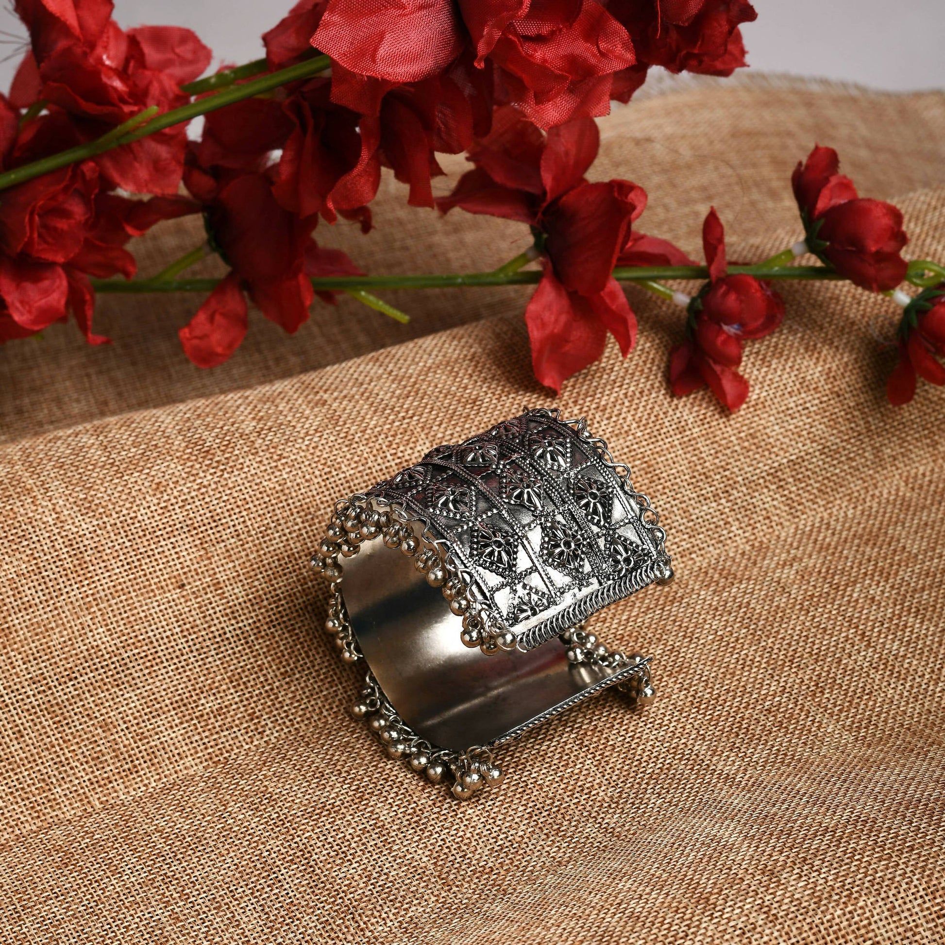 Mominos Fashion Joharkamal Oxidised Silver-Plated Ghungroo Handcraft Bracelet - Design 024 - Swadesiicart
