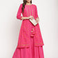 Ahalyaa Dark Pink Crepe Khari Print Dress For Women | Swadesiicart