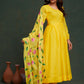 Aayaa Viscose Organza Dyeable Hand Painted Suit - Lemon Yellow