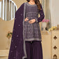 Faux Georgette Purple Embroidered Gharara Style Suit - Emponline | Swadesiicart