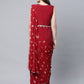 Ahalyaa Women Maroon Crepe Georgette Printed Saree Dress With Printed Pallu | Swadesiicart