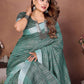 Anaita Teal Green Weaving Linen Cotton Saree With Blouse