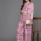 Ahalyaa Women Printed Crop Top with Palazzos & Jacket - Multi Color - Swadesiicart