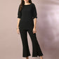 Myshka Women's Black Solid Boat Neck Party Top With Trousers Co-ord set - Swadesiicart