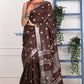 Very Much Indian Handmade Tie And Dye Cotton Saree By Women Weavers - Brown | Swadesiicart