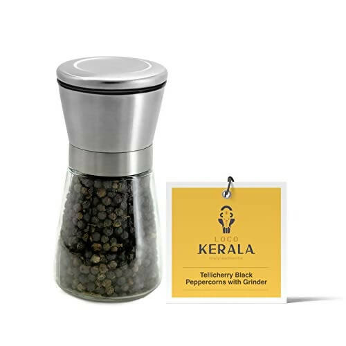 LocoKerala Tellicherry Black Peppercorns with Grinder - LocoKerala
