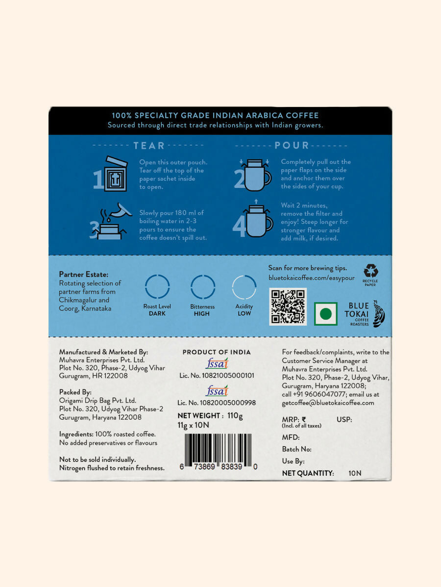 Blue Tokai Vienna Dark Roast Easy Pour Sachets - Swadesiicart