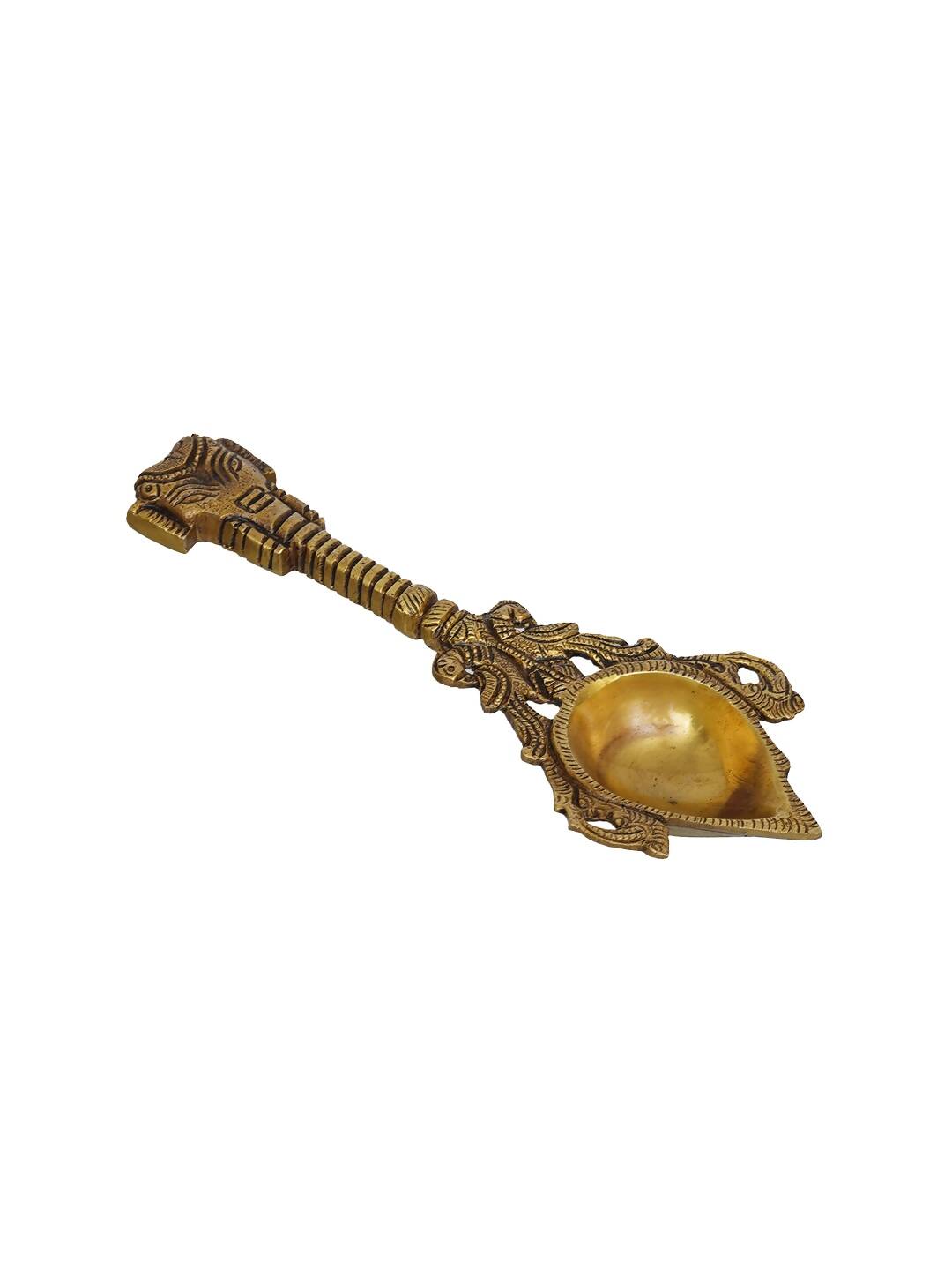 eCraftIndia Beige Ethnic Design Diya With Handle | Swadesiicart