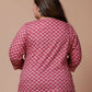 Miravan Women's Plus Size Pink Floral Printed Cotton Kurti - Swadesiicart
