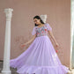 Jyoti Fashion Women's Purple Sequins Thread Embroidery Faux Georgette Anarkali Dress | Swadesiicart