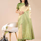 Astita Aura Silk Cream Light Green Banarasi Silk Saree | Swadesiicart