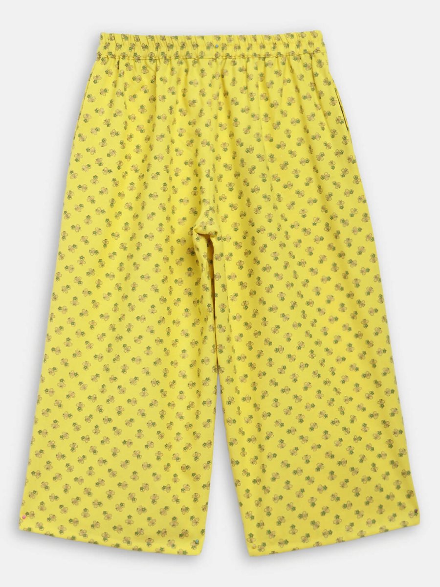 Ahalyaa Yellow Viscose Rayon Straight Kids Kurta Pants With Dupatta For Girls | Swadesiicart