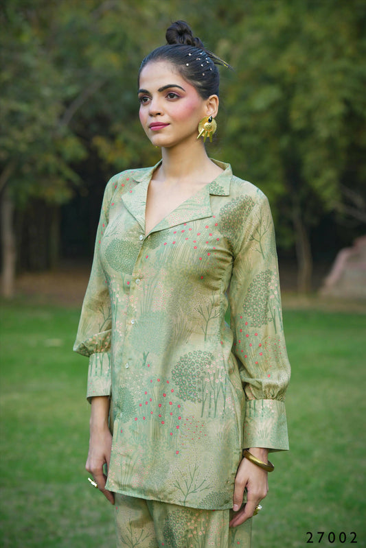 Women's Casual Fashionable Mahendi Mull Cotton co-ord set - Anya - Swadesiicart