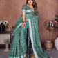 Anaita Teal Green Weaving Linen Cotton Saree With Blouse