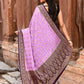 Joban Fashion Lavender Crepe Chiffon Pure Handloom Banarasi Silk Saree | Swadesiicart