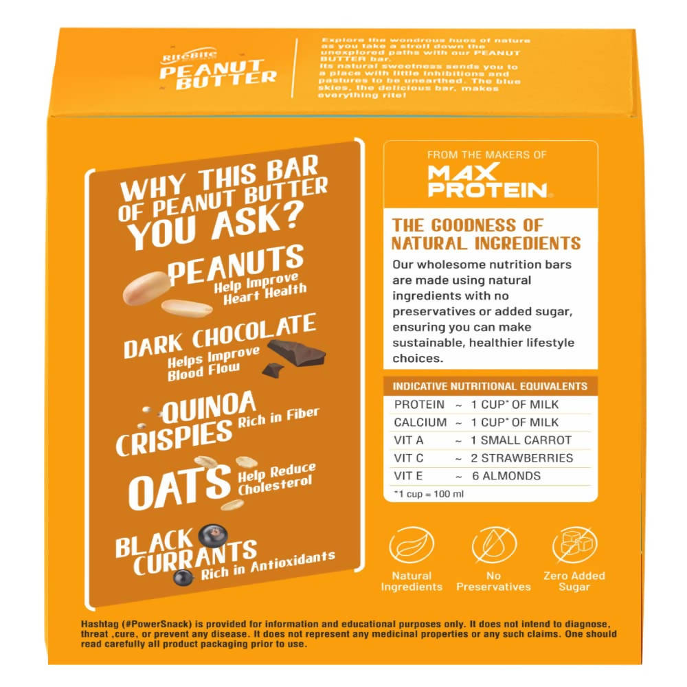 RiteBite Max Protein Peanut Butter Nutrition Bar - Swadesiicart