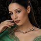 Double Mufli (peanut) Meenakari and Diamond Neckpiece (Gold) - Ruby Raang | Swadesiicart