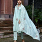 Vaasva Women's Tissue Silk Emboidered Suit Set With Solid Pant & Solid Embroidered Dupatta | Swadesiicart