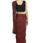 Mominos Fashion All Season Wear Rust And Black Ruffled Ready To Wear Saree | Swadesiicart
