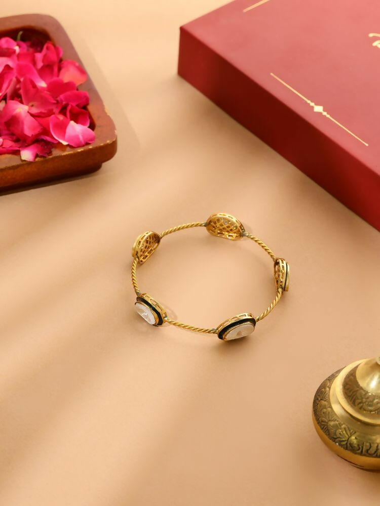 Antique Finish Kundan bangle - Ruby Raang | Swadesiicart