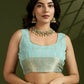 Vishnu Weaves Women's Sea-Green Soft Silk Zari Woven Saree with Blouse - Swadesiicart