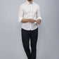 Miravan Men's White Spread Collar Striped Print Casual Shirt | Swadesiicart