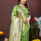 Lorenvalley Fashion Parotgreen Soft Silk Woven Design Gold Zari Weaving Saree - Swadesiicart